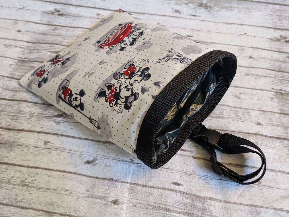 Disney Fabric Car Garbage Bag with Adjustable Strap and Removable Plastic Coated Mesh LIner